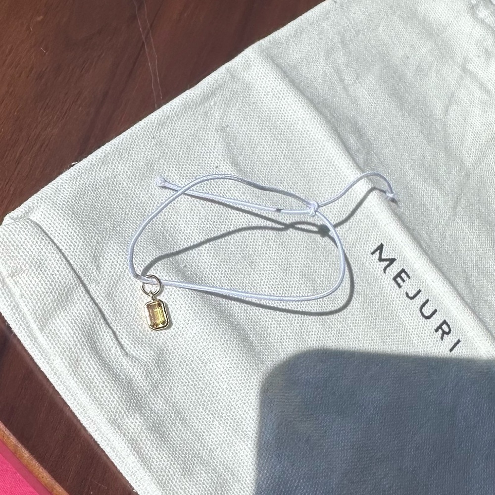 Mejuri 14k yellow gold emerald cut honey quartz charm